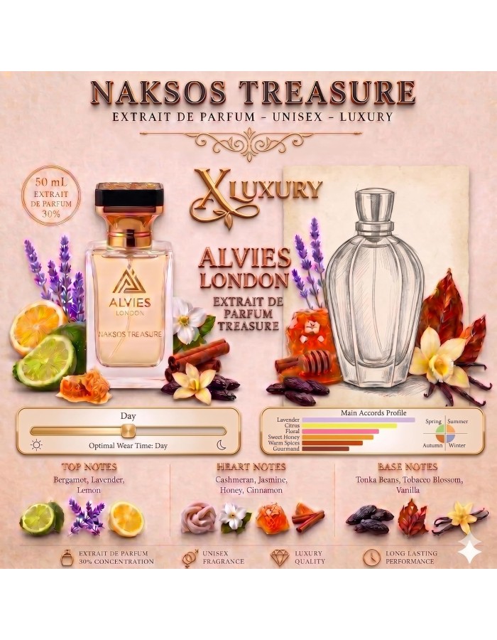 Naksos Treasure – Inspired by XJ 1861 Naxos Xerjoff – Alvies London Eau de Parfum
